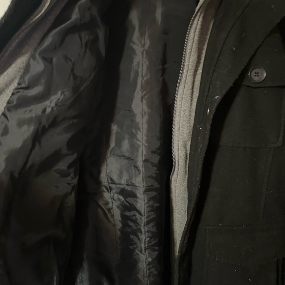 Mens Large Black & Grey Jacket with Hood - Picture 15 of 16